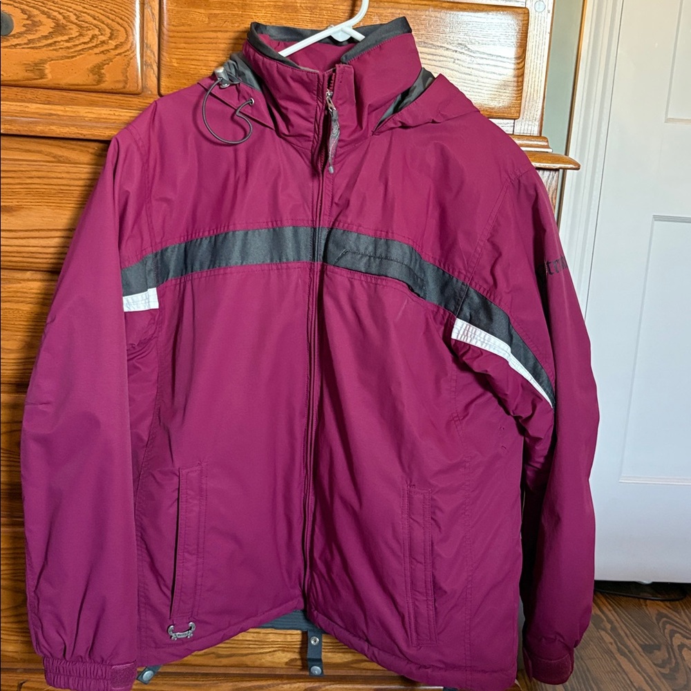 Betty Rides Burgundy Ski Jacket with hood